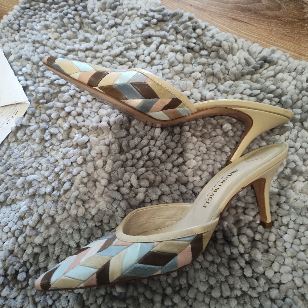 Bruno Magli Leather Patchwork Mules - image 4